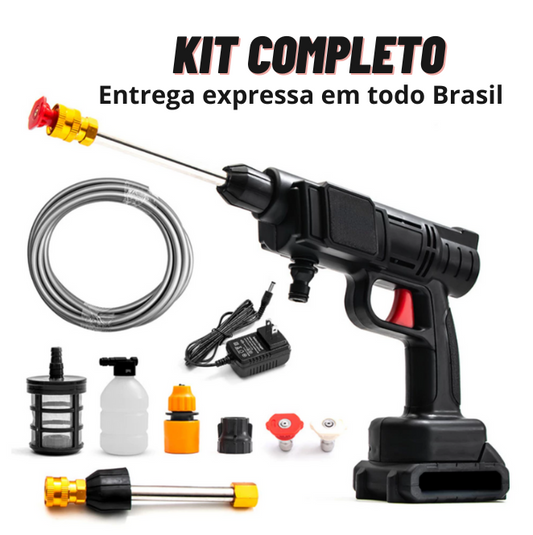 KIT COMPLETO - Lavadora de Alta Pressão Portátil Recarregável - Auto Giro